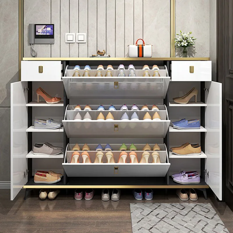 Shoe Rack Cabinet Narrow Entryway - 超薄型狭い靴キャビネット多層大学収納玄関靴ラック必需品高級シューネンカステン家具
