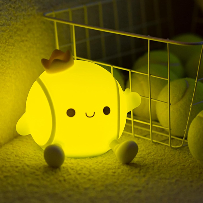 Floating Nightstand With Led Light - かわいいテニスナイトライトシリコン保育園用睡眠ランプタッチコントロールナイトライトUSB充電式テーブルランプ赤ちゃん子供用