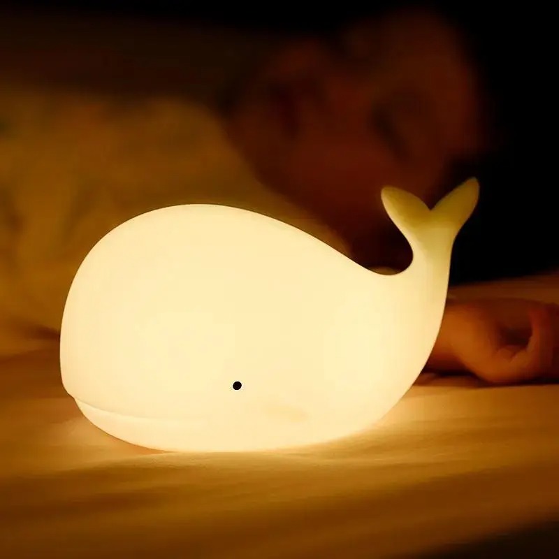 Floating Nightstand With Led Light - LED ナイトライトかわいいクジラ漫画動物シリコンランプ子供用キッドタッチセンサータイミング USB 充電式誕生日ギフト用