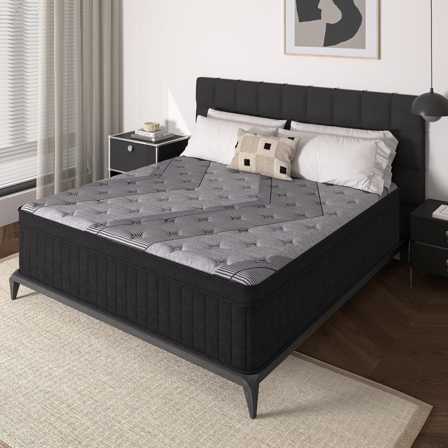Memory Foam Mattress In A Box Queen - クイーンサイズマットレス、12インチハイブリッドマットレス（箱入り）、中硬度、メモリーフォーム