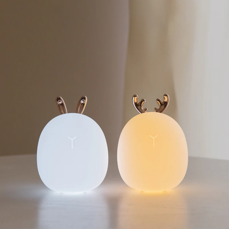 Floating Nightstand With Led Light - 充電式シリコンナイトライト,漫画,ナカイ,ウサギ,タッチ,クリスマス雰囲気ランプ,子供,赤ちゃん用ライト