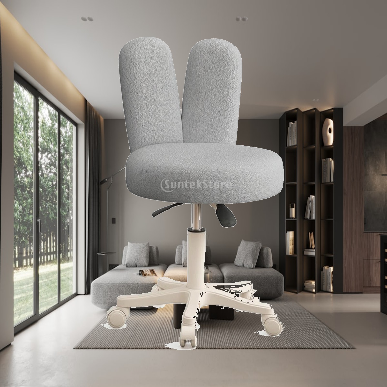 Chairs - 背もたれ付きローリングスツール、高さ調節可能な回転スツール、背もたれ付き布張り回転椅子、メイクアップアーティスト向け