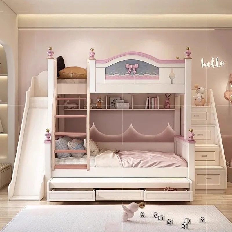 Bunk Bed With Stairs And Slide - 格安カスタマイズ木製二段ベッド 高品質ベッドルーム家具 子供用・双子用 スライドと階段付き二段ベッド