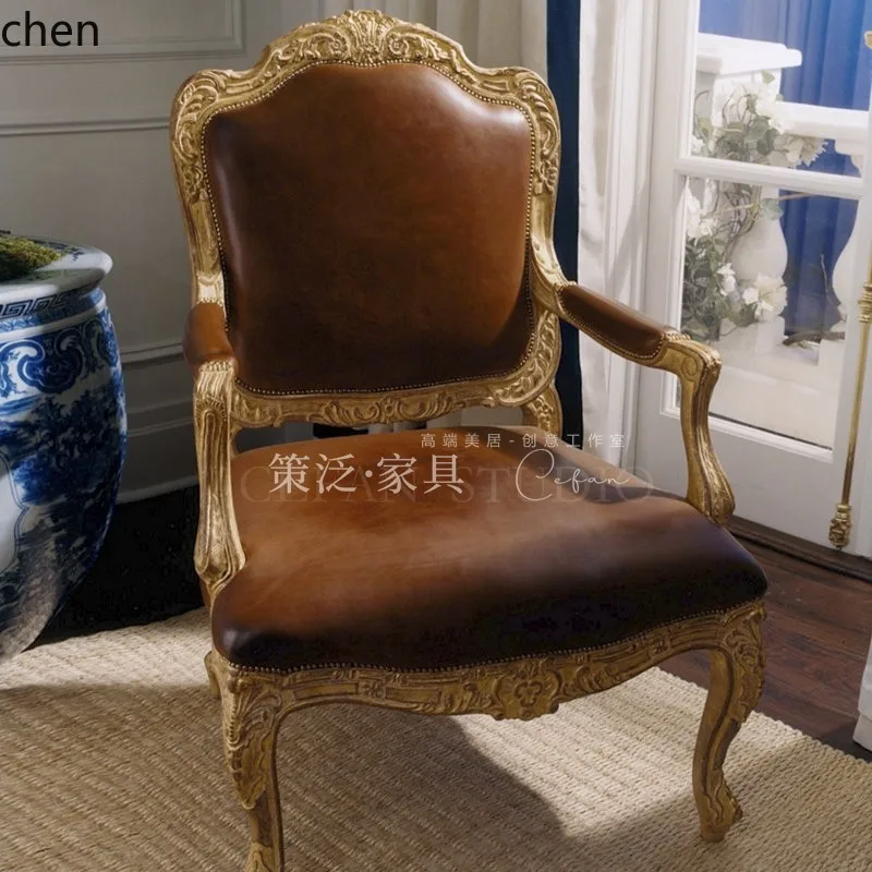 Sofas - TQH7.2 デスクチェア ヴィンテージ風 アームチェア フレンチスタイル ゴールド