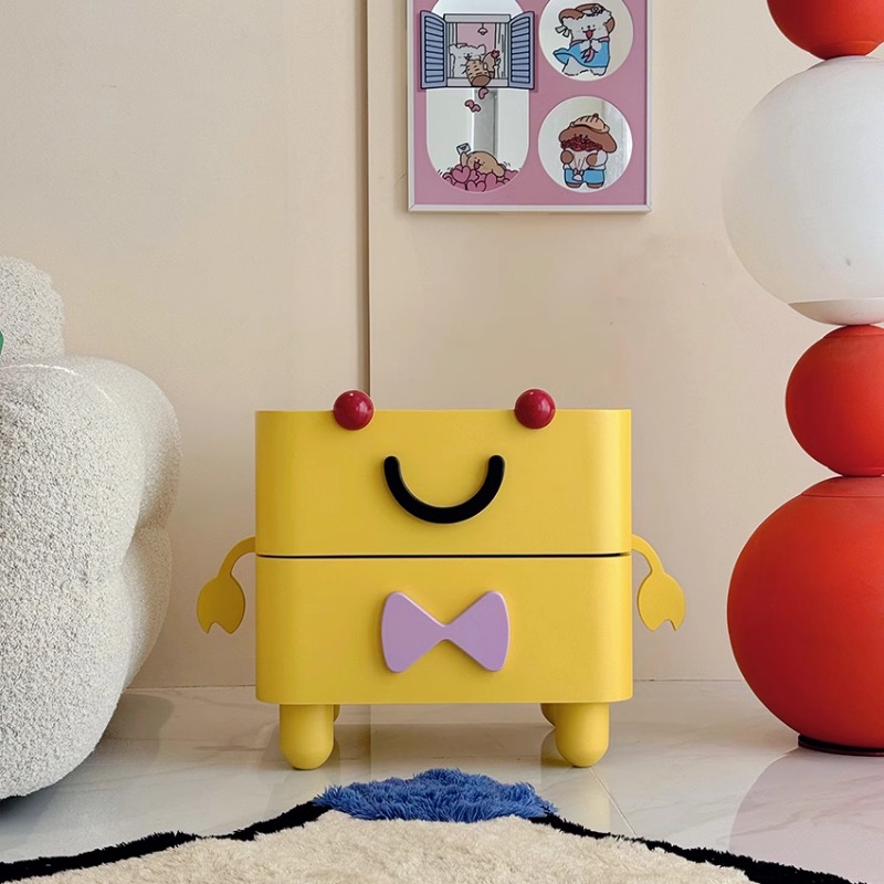Solid Wood Nightstand 2 Drawers - 漫画のベッドサイドテーブル、家庭用家具、リビングルームのテレビキャビネット、ソファサイド収納キャビネット、寝室の引き出しナイトスタンドカスタマイズ