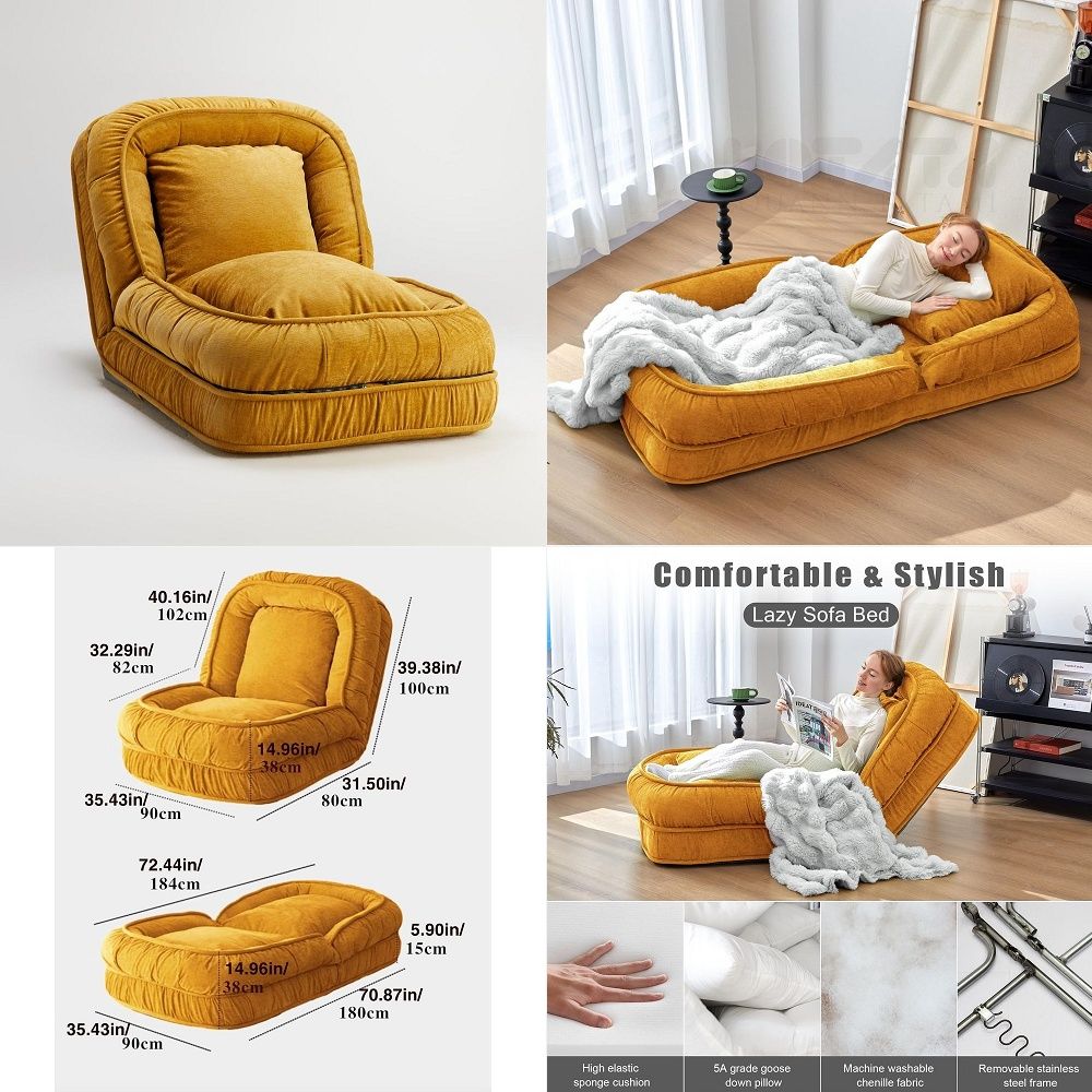 Sofas - 折りたたみ式レイジーソファベッドフロアチェア、調節可能な人間用・犬用ベッド、大人子供用フロアシート、居心地の良い小型カウチ、家庭用リビングルームY