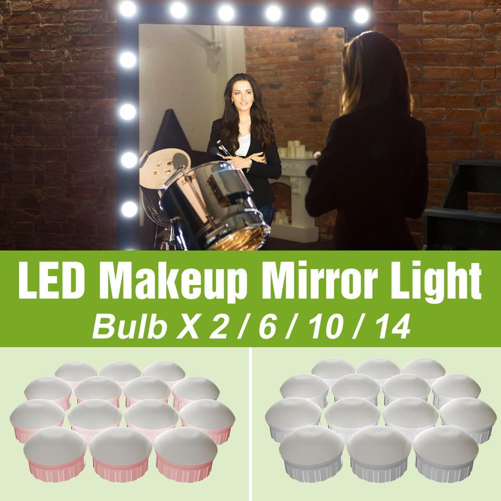 Dressing Table Vanity With Lighted Mirror - LED 化粧鏡電球 5V ドレッシングテーブルランプ USB 調光可能なバニティランプ屋内バスルーム寝室補助照明ホワイト/ピンク