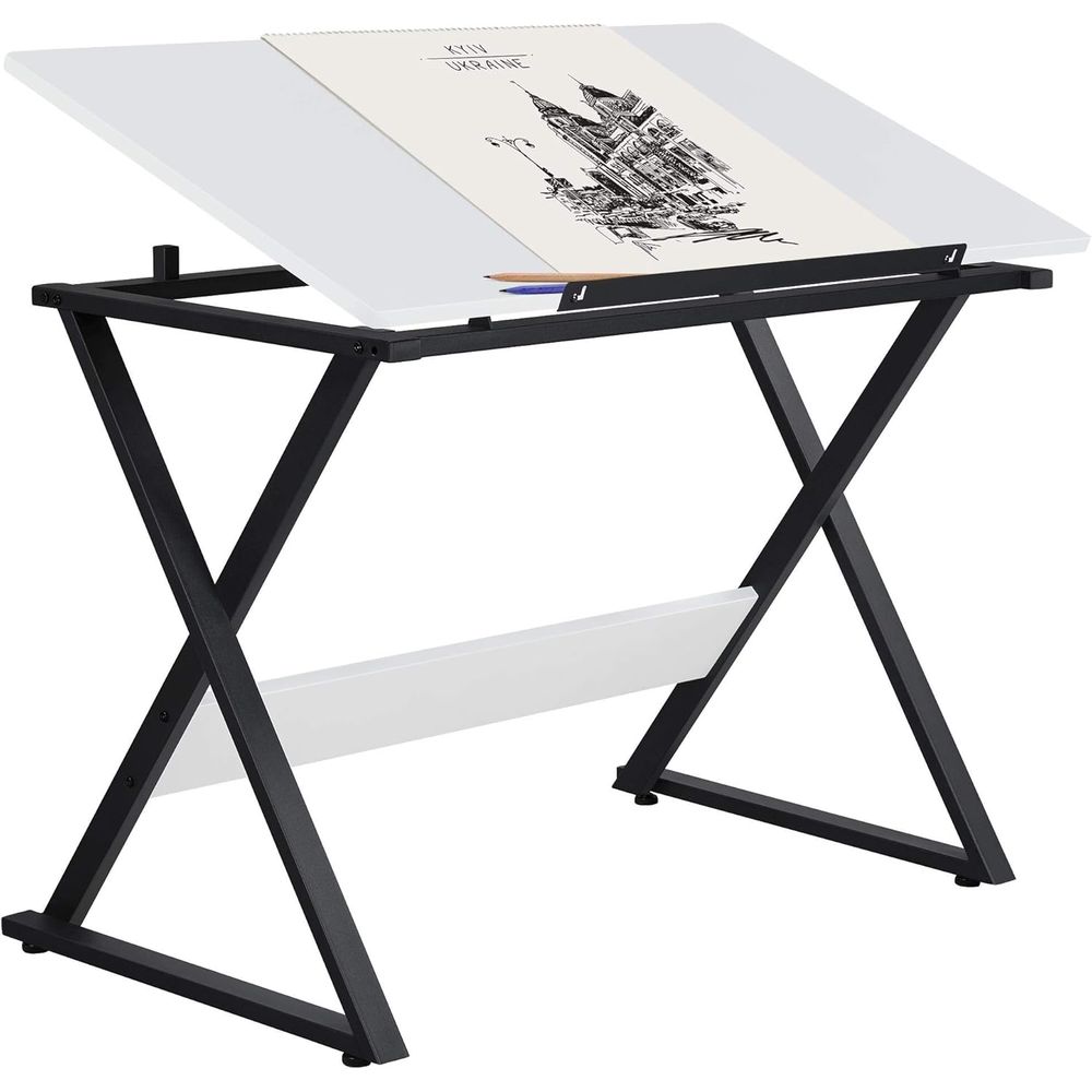 Tables - ドレーティングテーブルまたはアーティスト用アートデスク、絵画学習用テーブル（エッジ付きテーブルトップ）、アートクラフトワークステーション、または大人用ホームオフィス、学校用