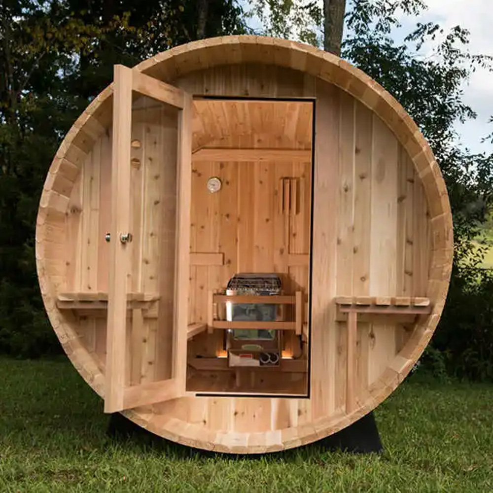 Outdoor Furniture - 屋外サウナ卸売 屋外4～6人用 カナダ産ヘムロックサウナ ドライ＆ウェットスチームバレルサウナ