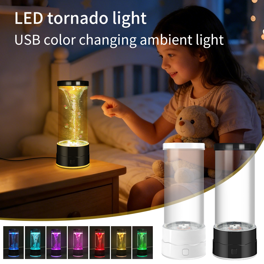 Floating Nightstand With Led Light - クリエイティブ LED トルネードナイトライト USB マルチカラー変化雰囲気ランプ子供大人の誕生日ギフト家の寝室の装飾