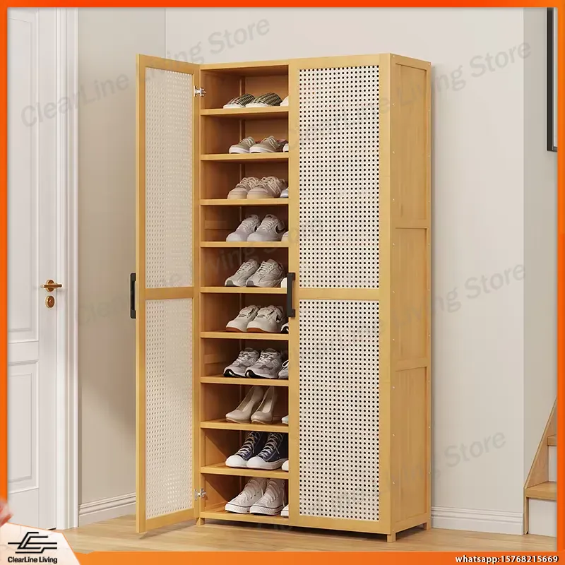 Shoe Rack Cabinet Narrow Entryway - 現代的な多層式靴棚 家庭用 大容量 省スペース 防塵 狭い玄関ホール用