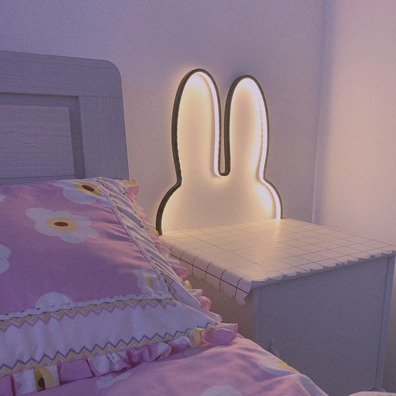 Floating Nightstand With Led Light - かわいいLEDウサギウォールライト、USB電源、ベビーデスクテーブルランプ、寝室のベッドサイド、子供部屋、家の装飾、雰囲気照明