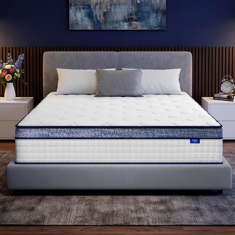 Memory Foam Mattress In A Box Queen - クイーンマットレス、12インチハイブリッドクイーンサイズマットレス（箱入り）、メモリーフォーム個別ポケットスプリング、ミディアムハードコンフォート