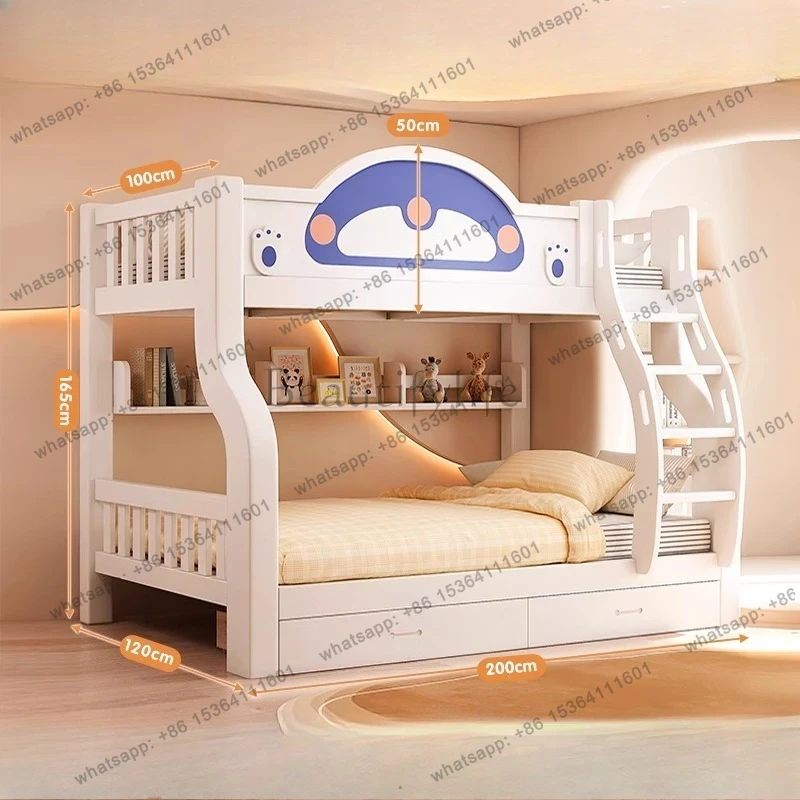 King Size Bed Frame With Storage Drawers - PG引き出し収納スペース付きキッズベッドヘッドボードフレーム キングサイズ二段ベッド 子供用モダンラグジュアリー二段ベッド 寝室家具