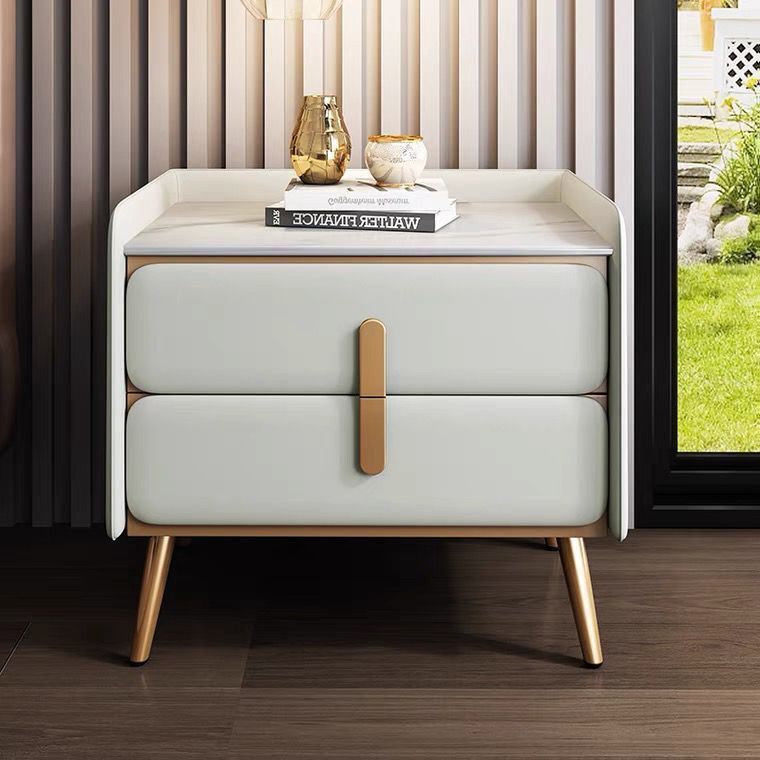 AOLIVIYA クリームロックスラブ ナイトスタンド ベッ - Solid Wood Nightstand 2 Drawers のレビューと価格