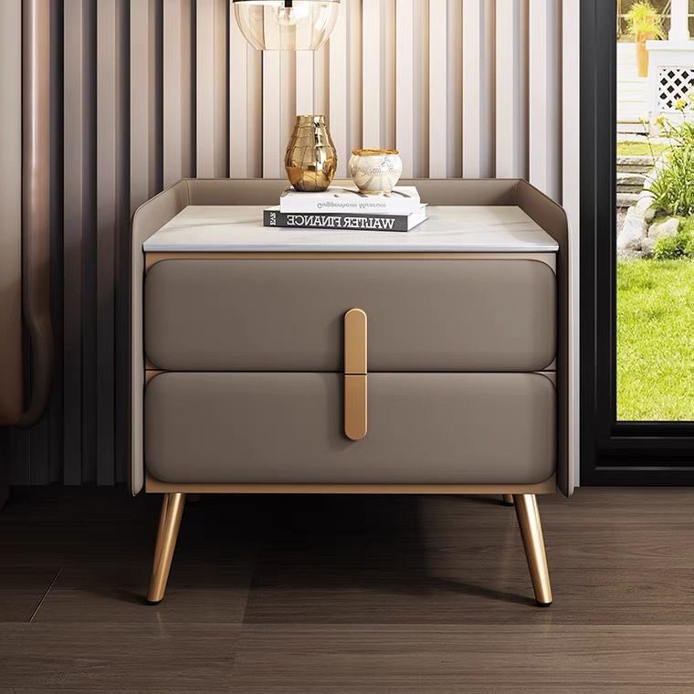 AOLIVIYA クリームロックスラブ ナイトスタンド ベッ - Solid Wood Nightstand 2 Drawers のレビューと価格