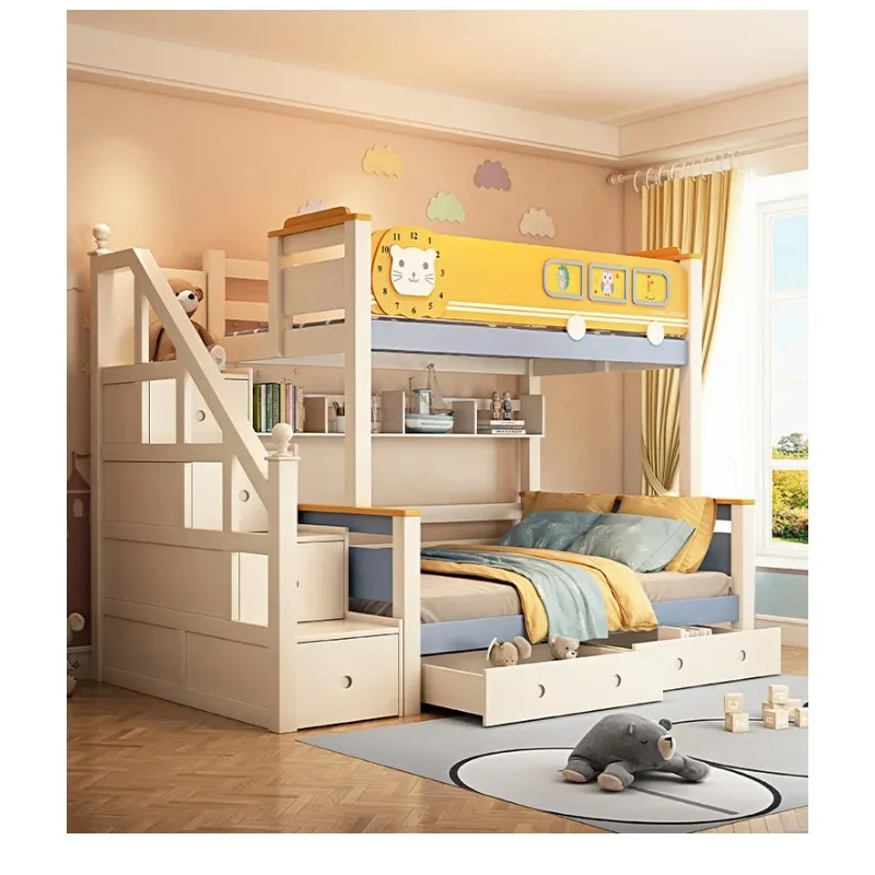 子供部屋用木製ロフトベッド、子供用木製二段ベッド、滑り台と階 - Bunk Bed With Stairs And Slide のレビューと価格