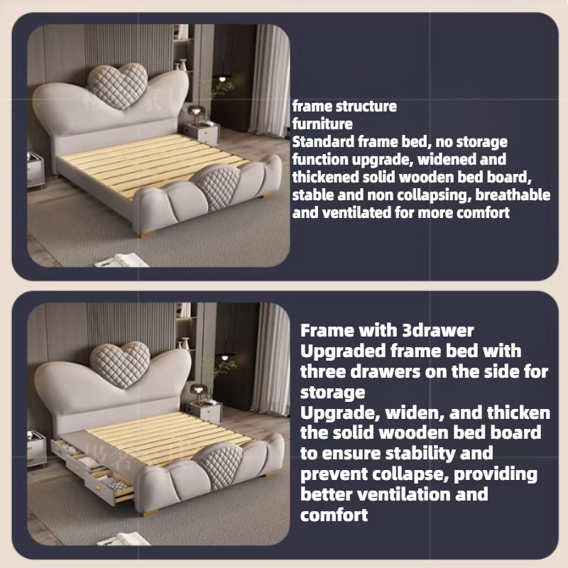 200x220cm ダブルベッド クイーンサイズフレーム キ - King Size Bed Frame With Storage Drawers のレビューと価格