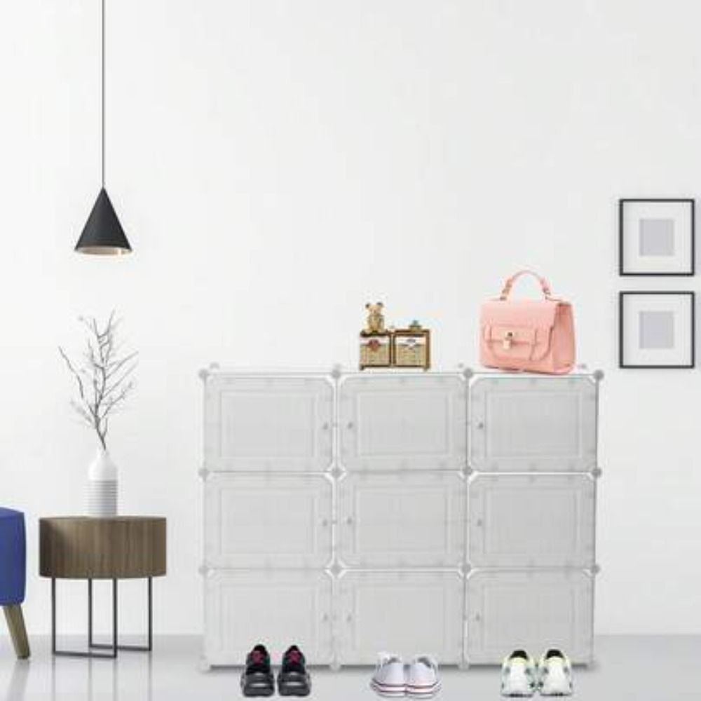 36足収納シューズラックオーガナイザー、扉付き9ドアシューズ - Shoe Rack Cabinet Narrow Entryway のレビューと価格