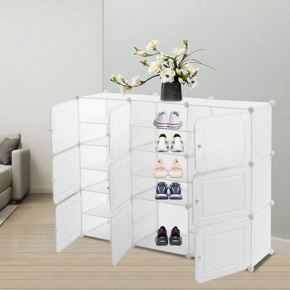 36足収納シューズラックオーガナイザー、扉付き9ドアシューズ - Shoe Rack Cabinet Narrow Entryway のレビューと価格