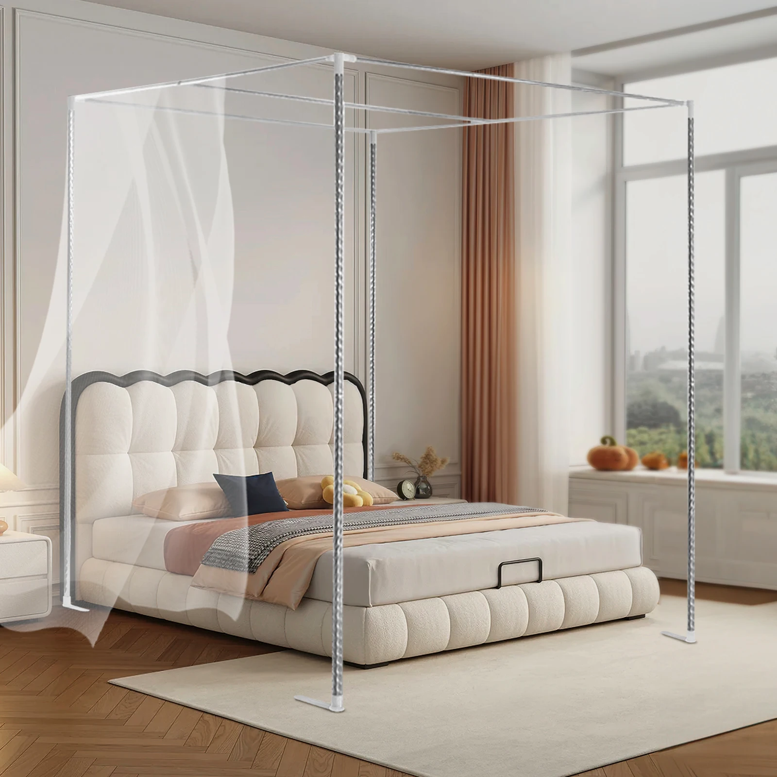 4コーナーベッドキャノピーフレームポスト、メタルベッド四隅蚊 - Canopy Bed Frame Metal Queen のレビューと価格