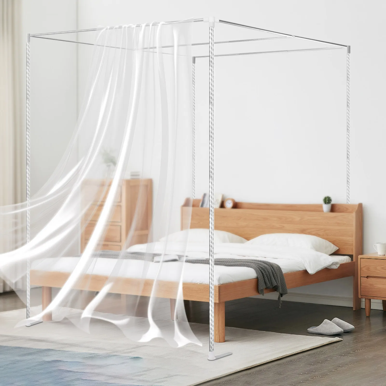 4コーナーベッドキャノピーフレームポスト、メタルベッド四隅蚊 - Canopy Bed Frame Metal Queen のレビューと価格