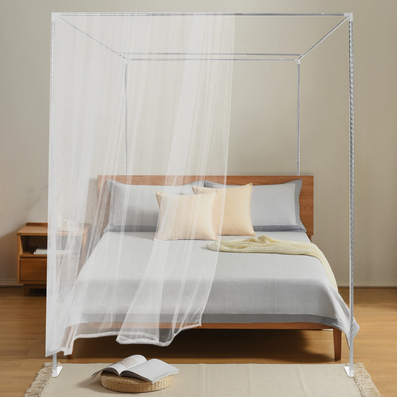 4コーナーベッドキャノピーフレームポスト、メタルベッド四隅蚊 - Canopy Bed Frame Metal Queen のレビューと価格