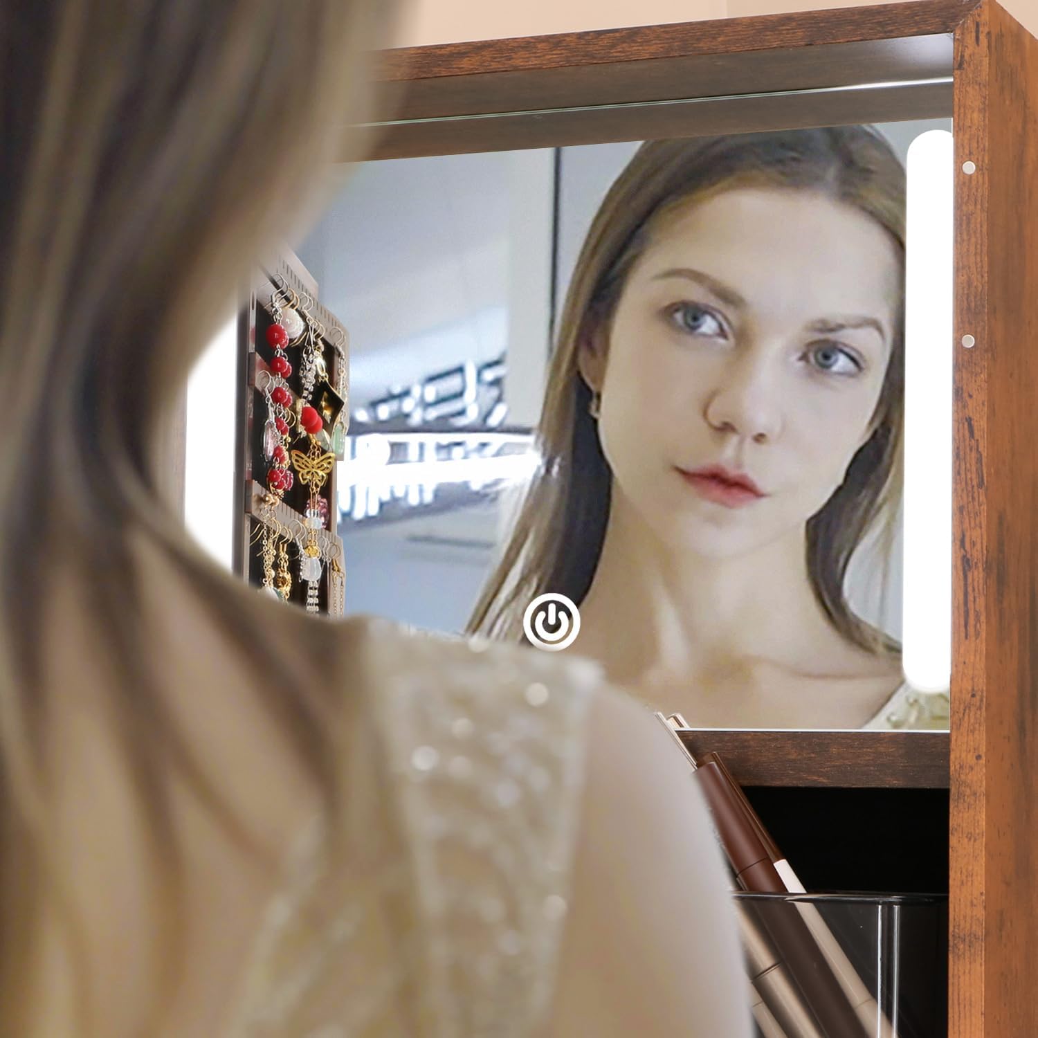回転式ジュエリーキャビネット バニティミラー ジュエリーアル - Full Length Mirror Jewelry Armoire のレビューと価格