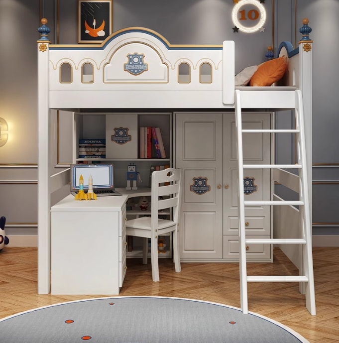 キッズプリンセスルーム木製キャッスル二段ベッド、階段と滑り台 - Bunk Bed With Stairs And Slide のレビューと価格