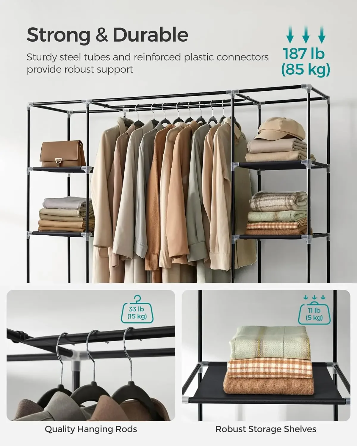 Cheng-Closet ワードローブ、寝室用ポータブルクロ - Wardrobe Closet Portable Fabric Cover のレビューと価格