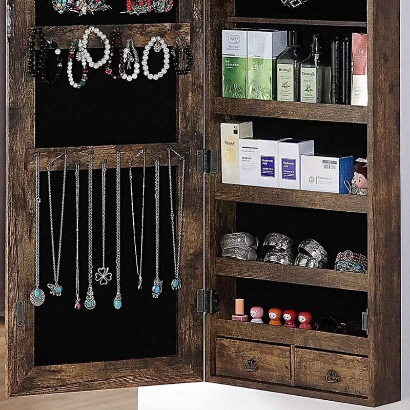 フルレングスミラー付きジュエリーキャビネット、6つのLEDラ - Full Length Mirror Jewelry Armoire のレビューと価格