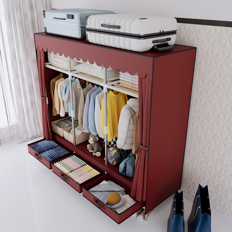 ポータブルワードローブ、洋服クローゼット、スチールフレーム、 - Wardrobe Closet Portable Fabric Cover のレビューと価格