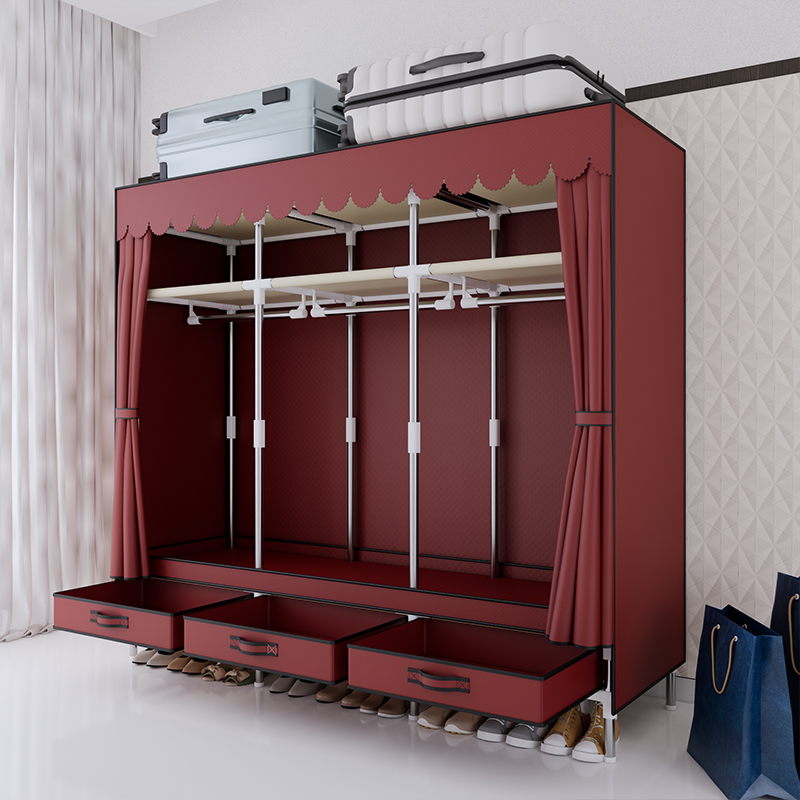 ポータブルワードローブ、洋服クローゼット、スチールフレーム、 - Wardrobe Closet Portable Fabric Cover のレビューと価格