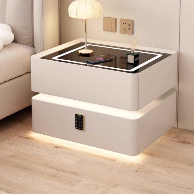 無垢材スマートベッドサイドテーブルモダンスタイル2引き出し寝 - Solid Wood Nightstand 2 Drawers のレビューと価格