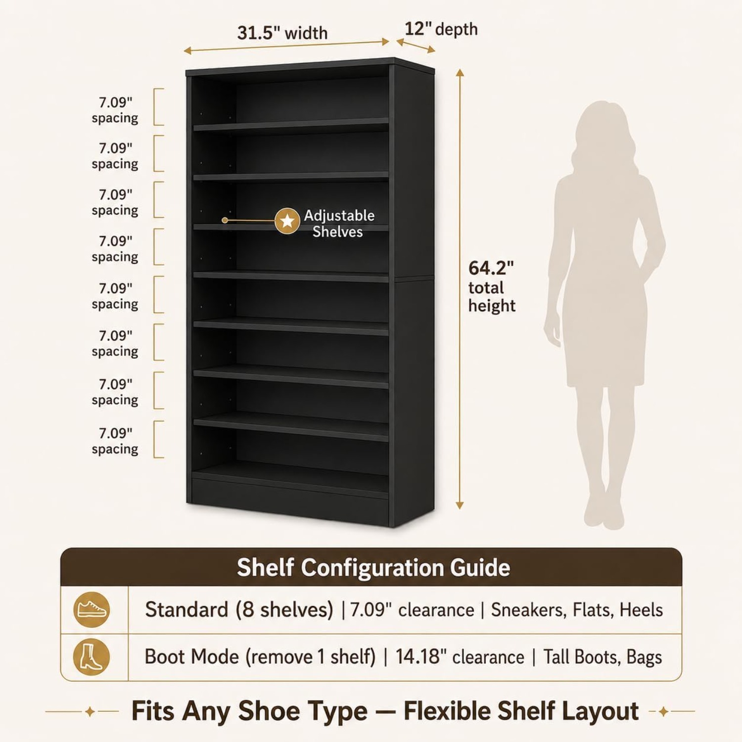 9段の背の高い靴棚キャビネット、クローゼットと玄関用、ブラッ - Shoe Rack Cabinet Narrow Entryway のレビューと価格