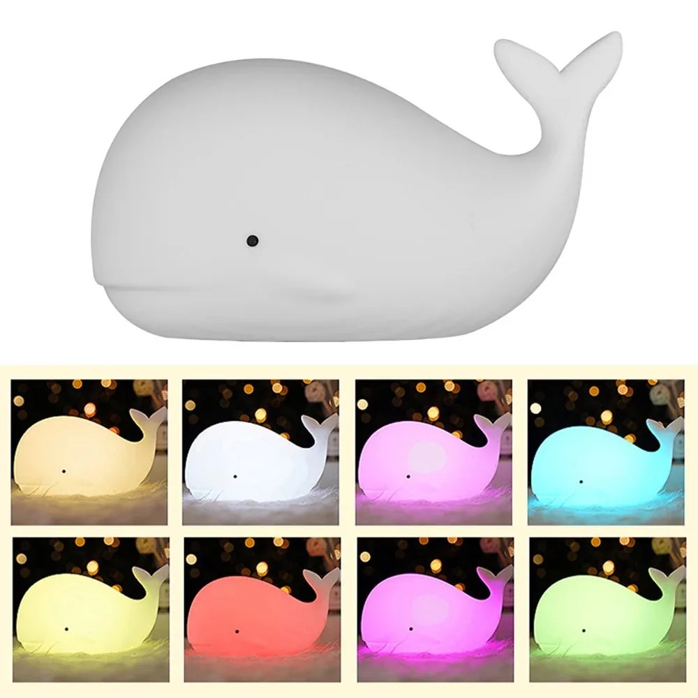 LED ナイトライトかわいいクジラ漫画動物シリコンランプ子供 - Floating Nightstand With Led Light のレビューと価格