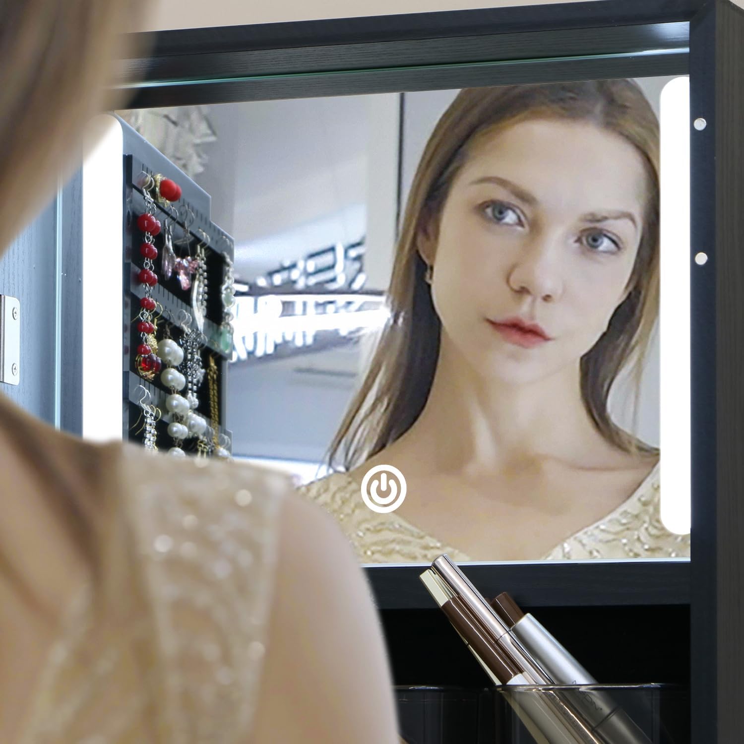 全身鏡付きジュエリーキャビネット、引き出し付き、鍵付き収納、 - Full Length Mirror Jewelry Armoire のレビューと価格