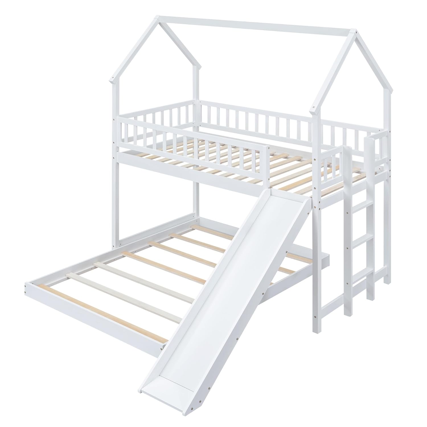 階段と滑り台付きハウス型二段ベッド |   ツインオーバーフ - Bunk Bed With Stairs And Slide のレビューと価格