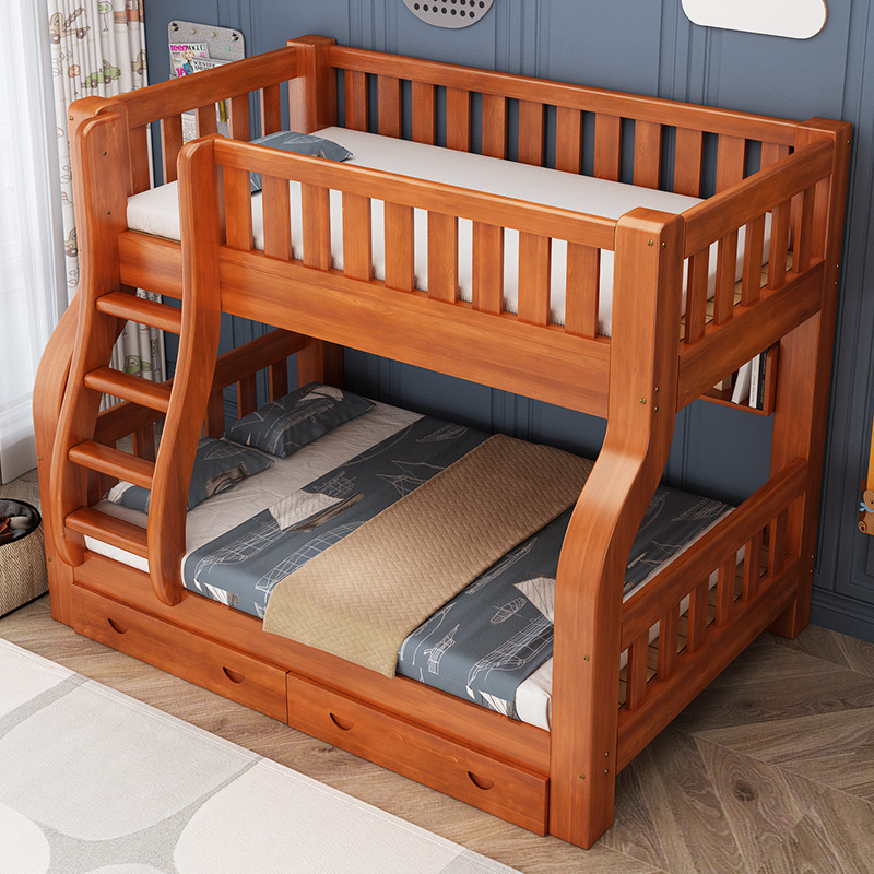 女の子用大人用無垢材フレームダブル子供用ベッドキングサイズモ - Bunk Bed With Stairs And Slide のレビューと価格