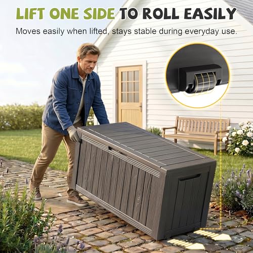 屋外用防水樹脂製収納デッキボックス、ロック可能な屋外ベンチ、 - Outdoor Furniture のレビューと価格