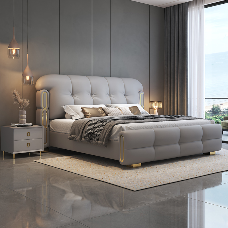 モダンな高級木製寝室家具、ソフトな布張りのキングサイズダブル - King Size Bed Frame With Storage Drawers のレビューと価格