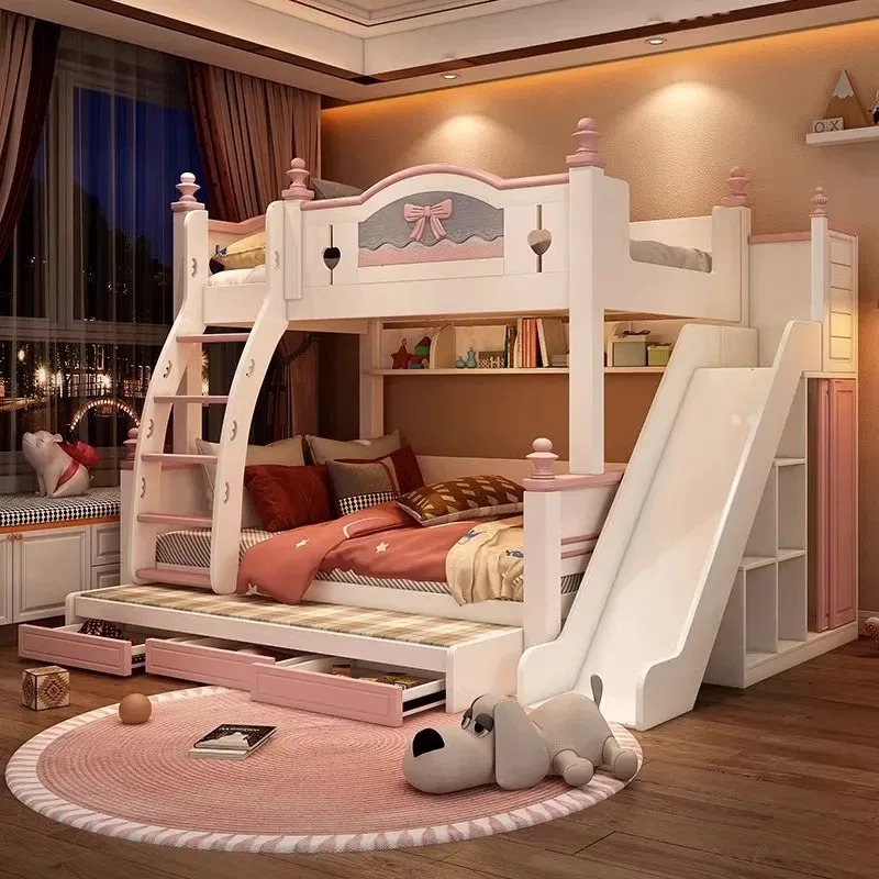 格安カスタマイズ木製二段ベッド 高品質ベッドルーム家具 子供 - Bunk Bed With Stairs And Slide のレビューと価格