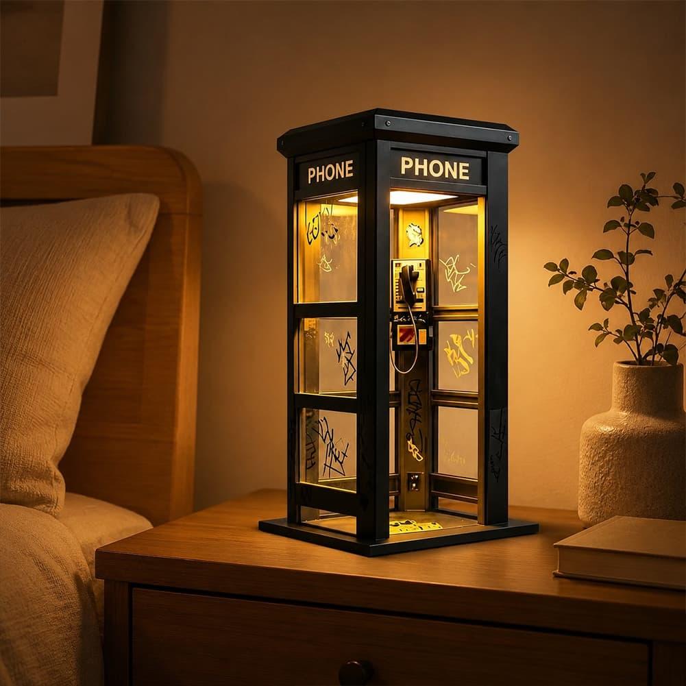 レトロな落書き電話ボックス型テーブルランプ ミニロンドン電話 - Bedroom Furniture のレビューと価格