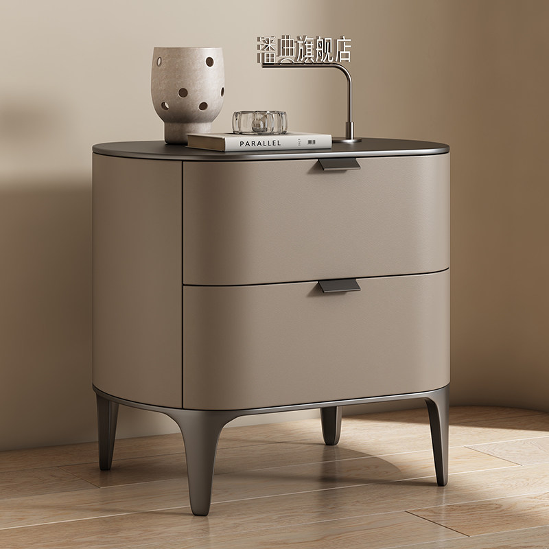 高級ナイトスタンド、マイクロファイバーレザー家具、無垢材、引 - Solid Wood Nightstand 2 Drawers のレビューと価格