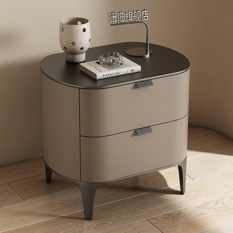 高級ナイトスタンド、マイクロファイバーレザー家具、無垢材、引 - Solid Wood Nightstand 2 Drawers のレビューと価格