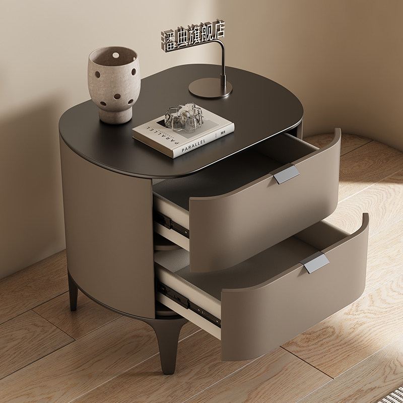 高級ナイトスタンド、マイクロファイバーレザー家具、無垢材、引 - Solid Wood Nightstand 2 Drawers のレビューと価格