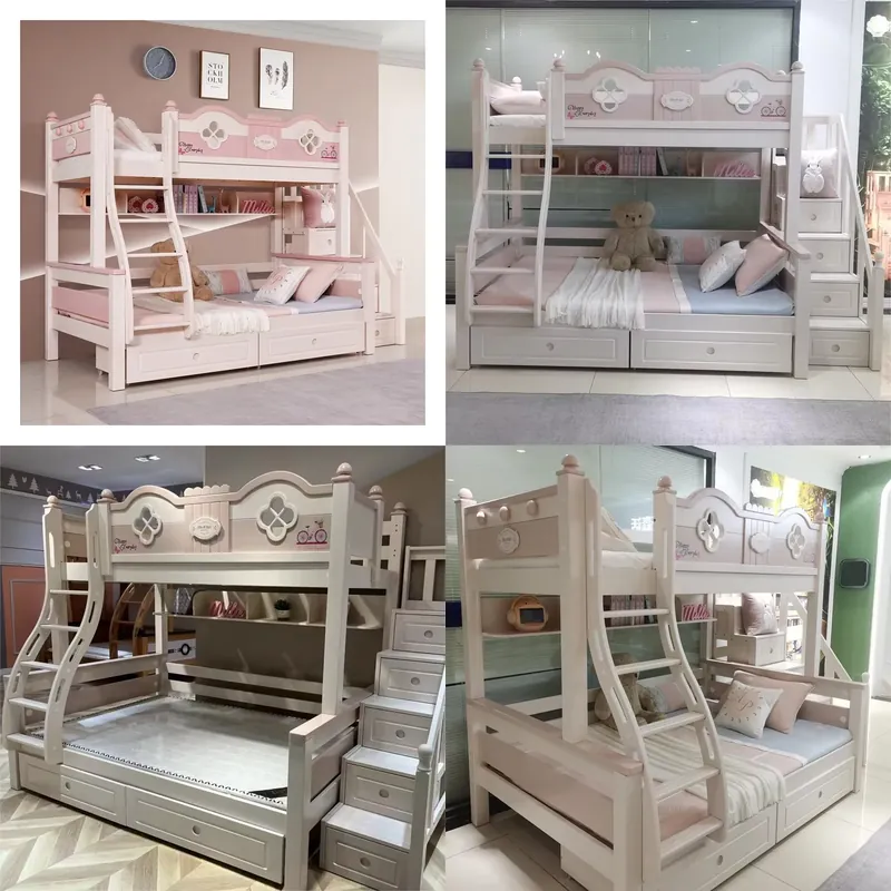 モダンな豪華プリンセス子供用二段ベッド、スライドと階段付き、 - Bunk Bed With Stairs And Slide のレビューと価格