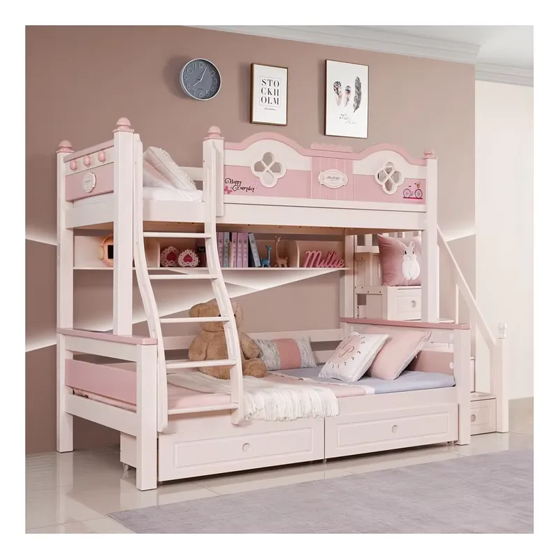 モダンな豪華プリンセス子供用二段ベッド、スライドと階段付き、 - Bunk Bed With Stairs And Slide のレビューと価格