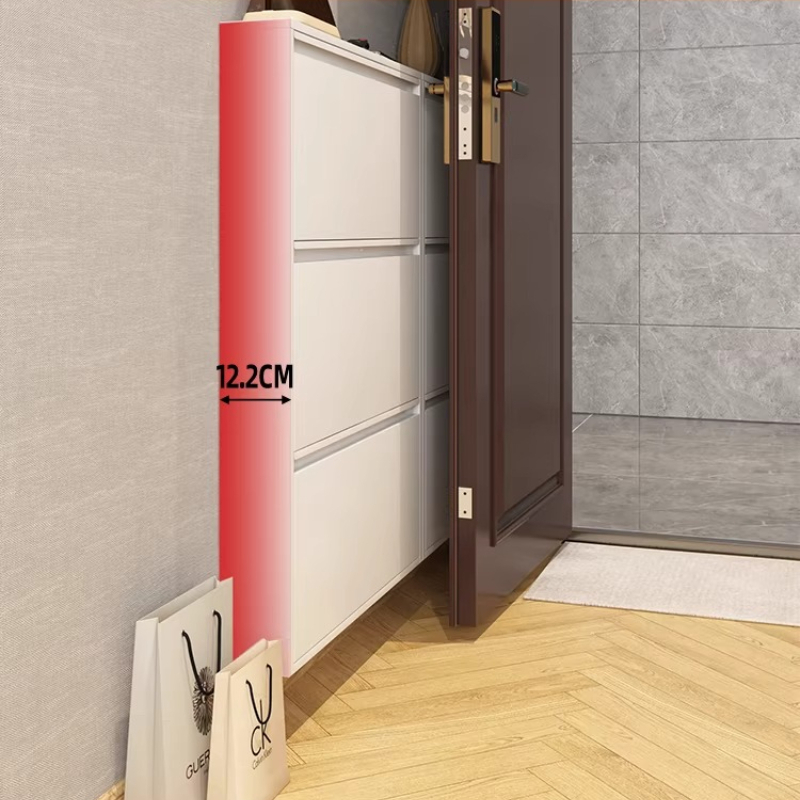 モダンなスリムシューズキャビネット、玄関用大容量フリップダウ - Shoe Rack Cabinet Narrow Entryway のレビューと価格