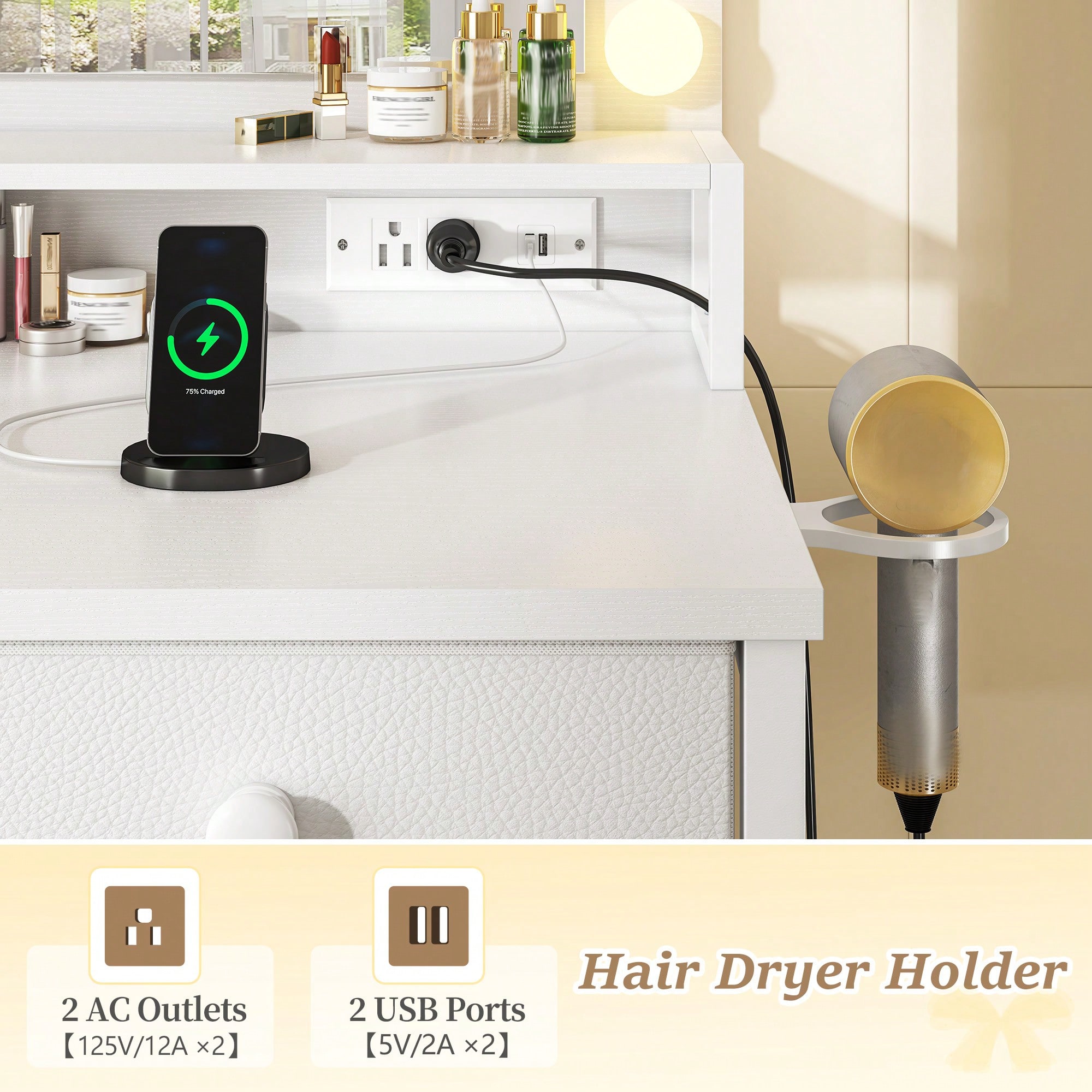 EnHomee ミラーとライト付き化粧台、3色モードと調整可 - Dressing Table Vanity With Lighted Mirror のレビューと価格